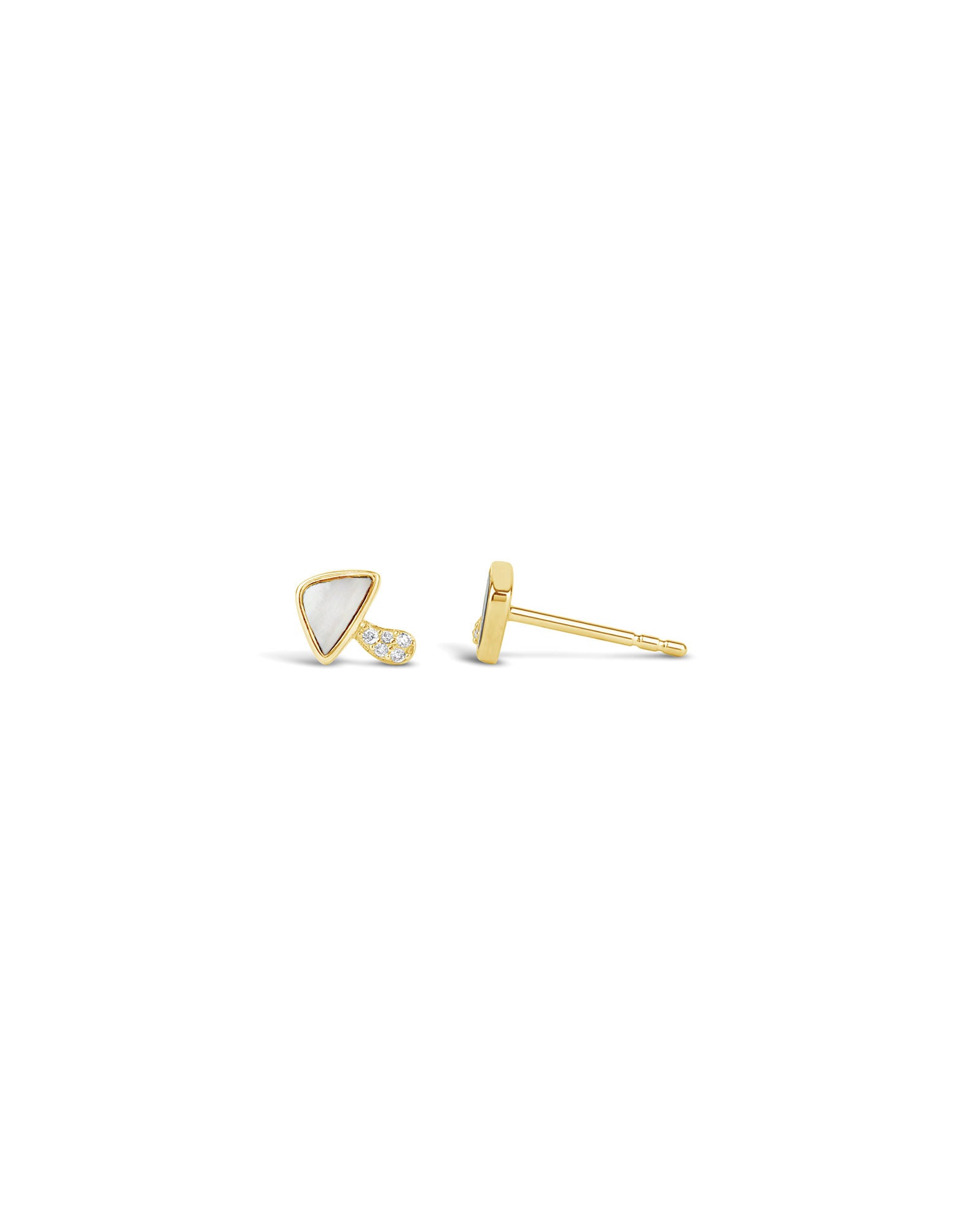 Mushroom Diamond Studs 14k Yellow Gold, Diamond