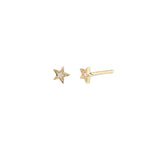 Goldhive-Diamond Star Studs-Earrings-14k Yellow Gold, Diamond-Blue Ruby Jewellery-Vancouver Canada