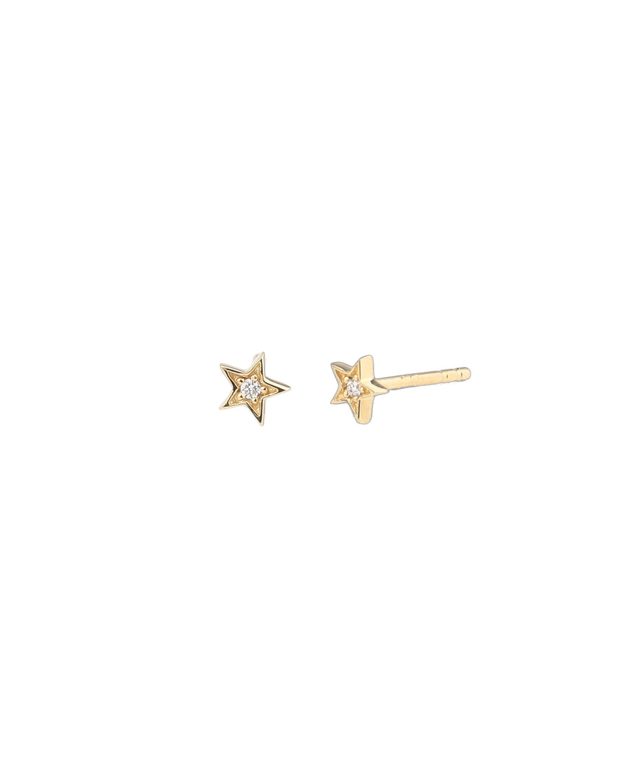 Goldhive-Diamond Star Studs-Earrings-14k Yellow Gold, Diamond-Blue Ruby Jewellery-Vancouver Canada