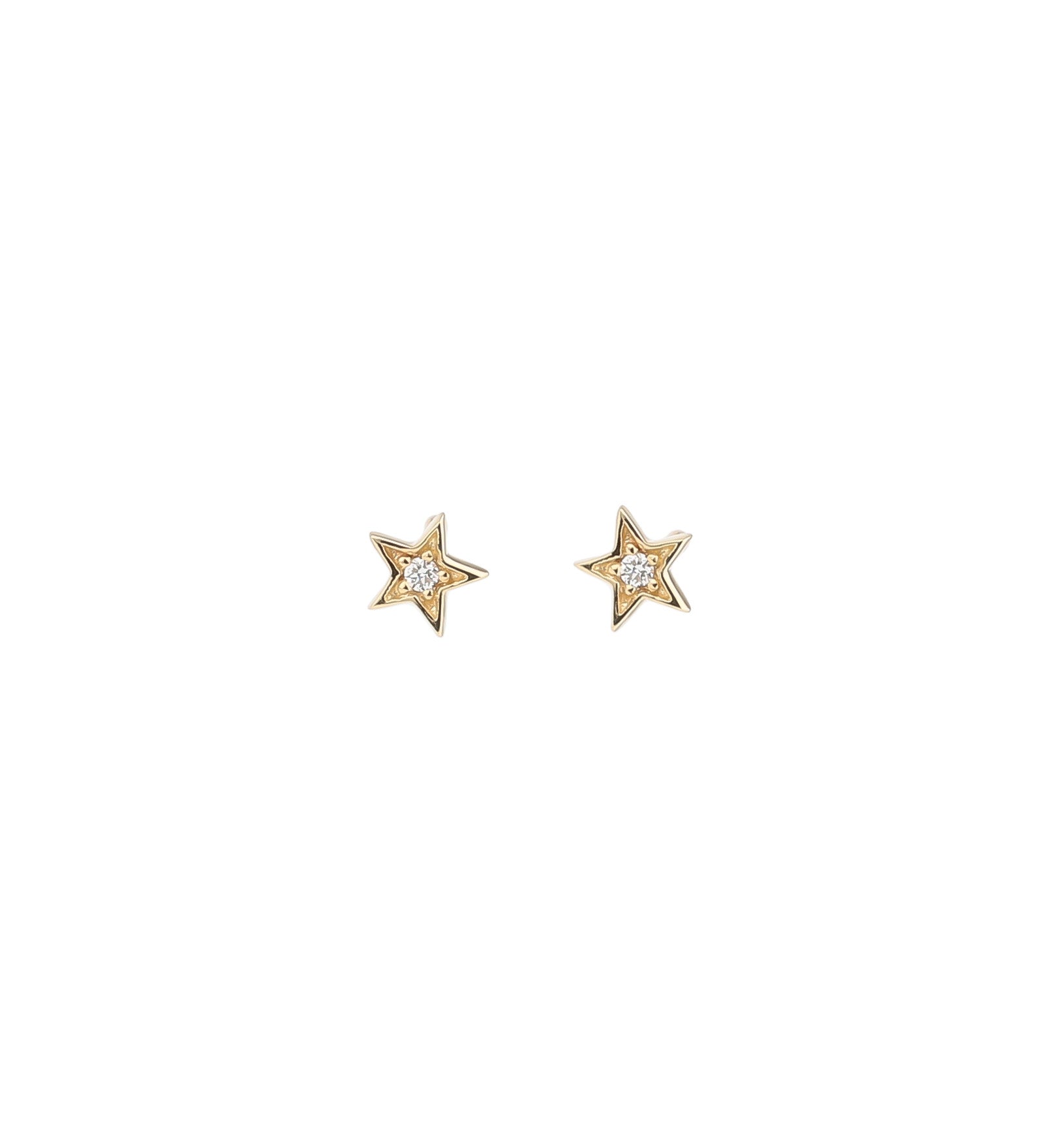 Goldhive-Diamond Star Studs-Earrings-14k Yellow Gold, Diamond-Blue Ruby Jewellery-Vancouver Canada