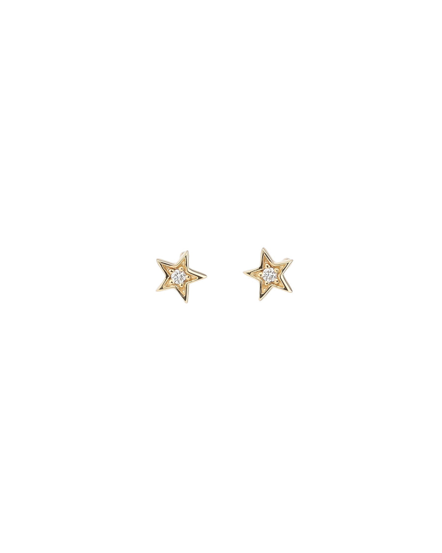 Goldhive-Diamond Star Studs-Earrings-14k Yellow Gold, Diamond-Blue Ruby Jewellery-Vancouver Canada