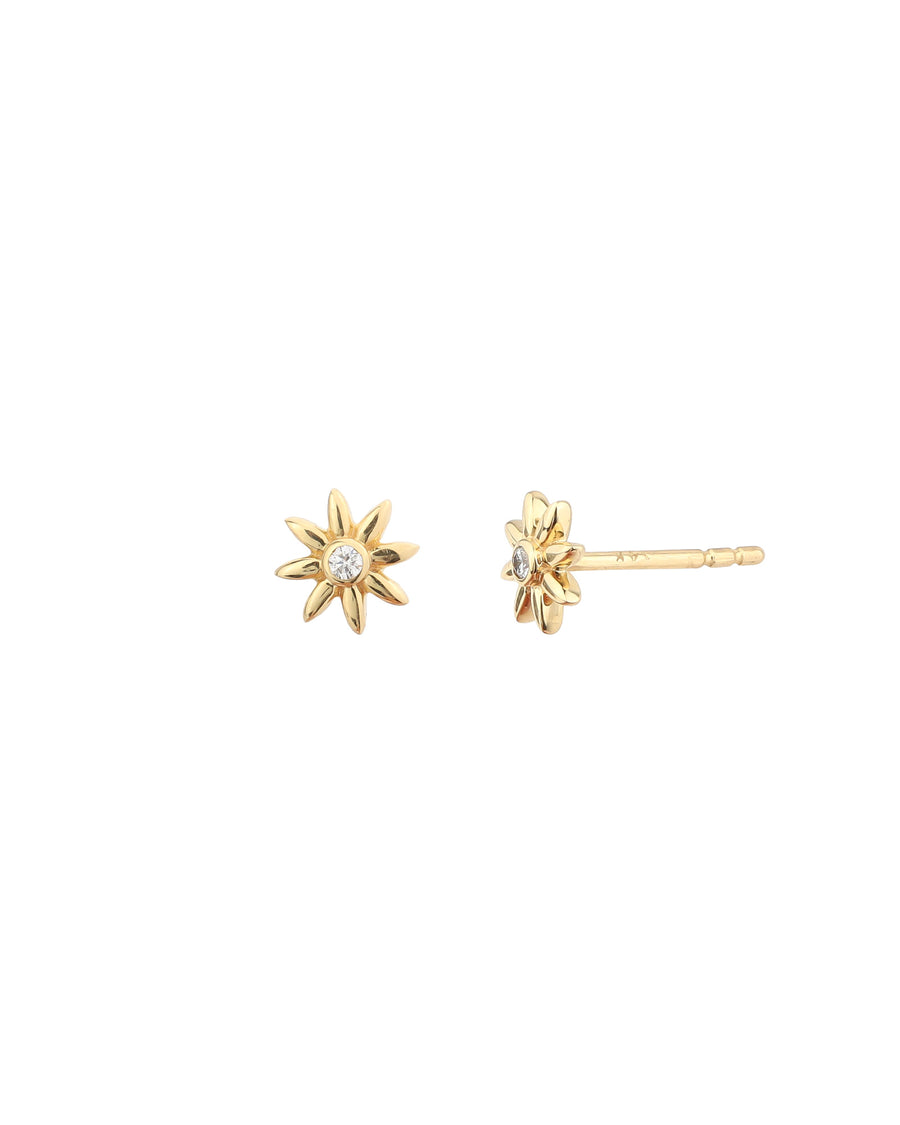 Goldhive-Starburst Diamond Studs-Earrings-14k Yellow Gold, Diamond-Blue Ruby Jewellery-Vancouver Canada