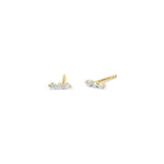 3 Diamond Bar Studs 14k Yellow Gold, Diamond