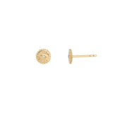 Disc Evil Eye Studs 14k Yellow Gold, Diamond