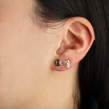 Goldhive-Enamel Diamond Heart Studs-Earrings-Blue Ruby Jewellery-Vancouver Canada