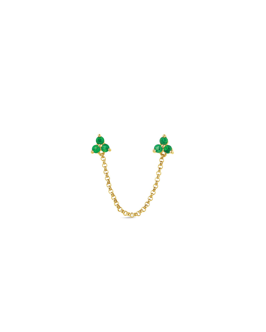 Goldhive-Trillium Emerald Chain Stud-Earrings-14k Yellow Gold, Emerald-Blue Ruby Jewellery-Vancouver Canada