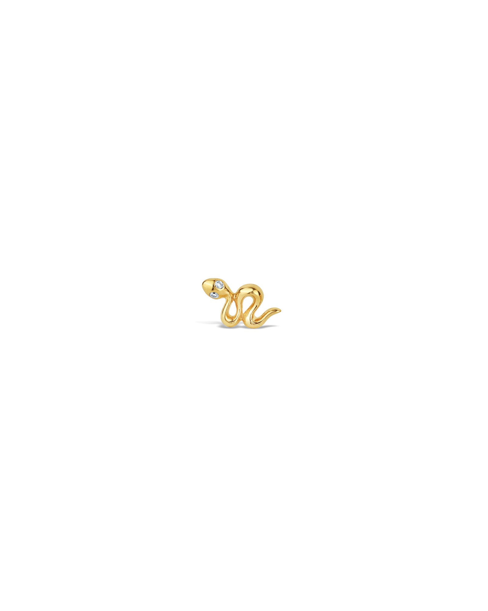 Diamond Eye Snake Stud 14k Yellow Gold