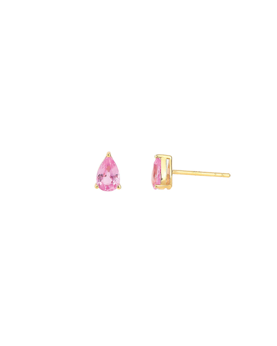 Pink Sapphire Teardrop Studs 14k Yellow Gold, Pink Sapphire
