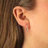 Rectangle Pavé Diamond Huggies | 15mm