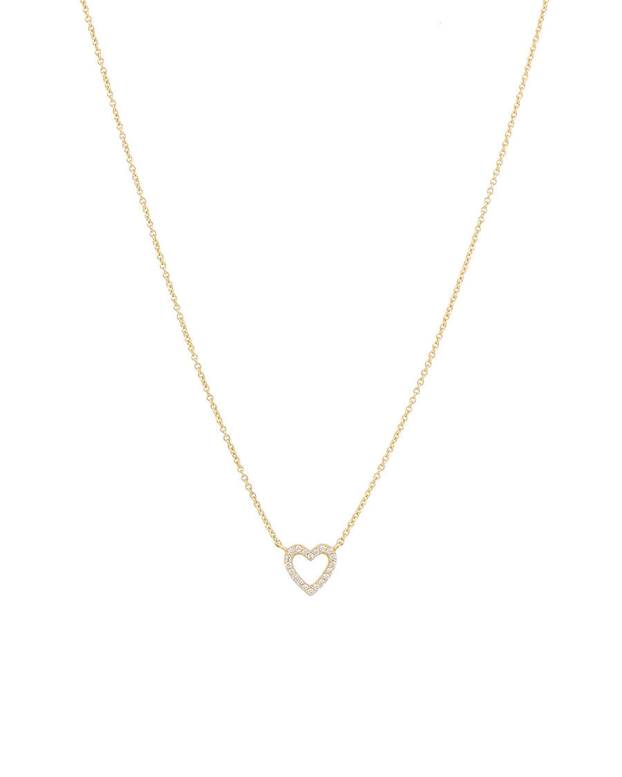 Pave Open Heart Necklace 14k Yellow Gold, Diamond