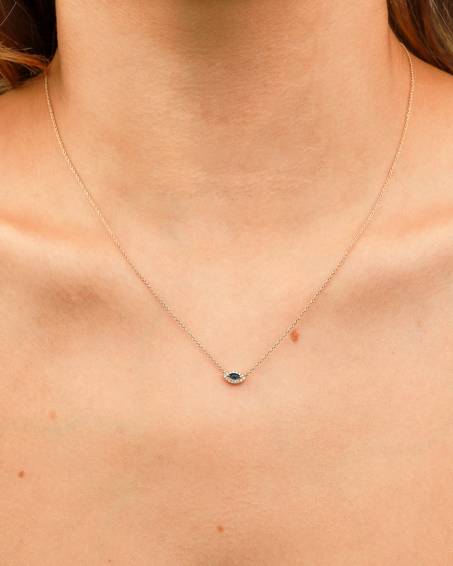 Marquise Stone Necklace 14k Yellow Gold