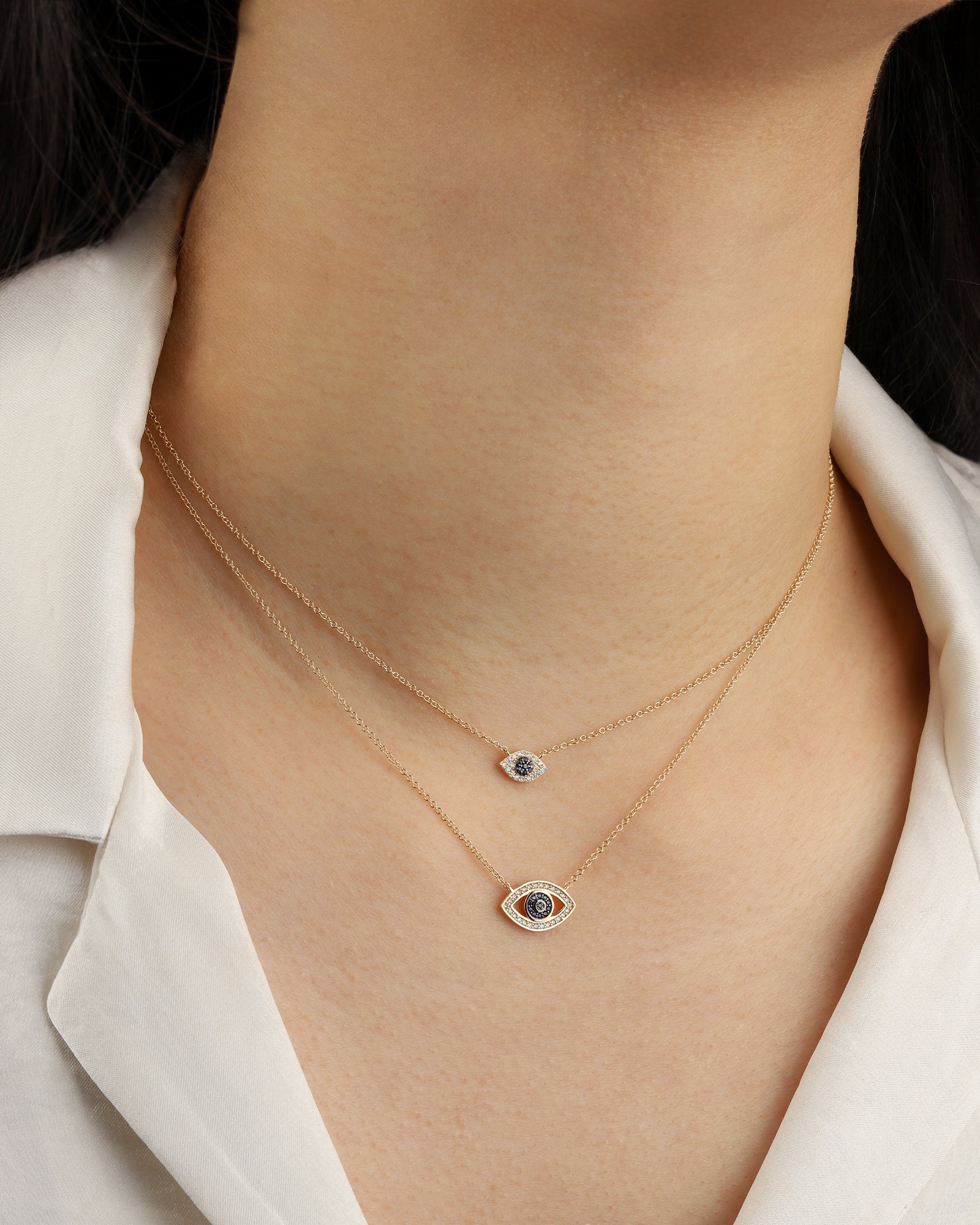 Goldhive-Evil Eye Pavé Diamond Necklace-Blue Ruby Jewellery-Vancouver Canada