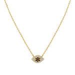 Goldhive-Evil Eye Pavé Diamond Necklace-14k Yellow Gold, Diamond, Sapphire-Blue Ruby Jewellery-Vancouver Canada