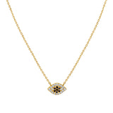 Goldhive-Evil Eye Pavé Diamond Necklace-14k Yellow Gold, Diamond, Sapphire-Blue Ruby Jewellery-Vancouver Canada