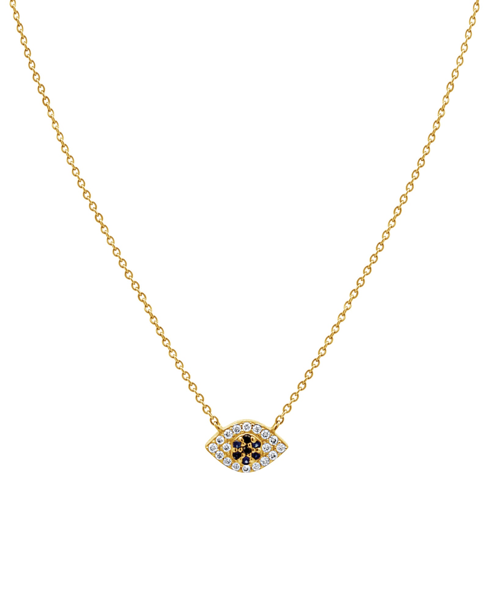 Goldhive-Evil Eye Pavé Diamond Necklace-14k Yellow Gold, Diamond, Sapphire-Blue Ruby Jewellery-Vancouver Canada