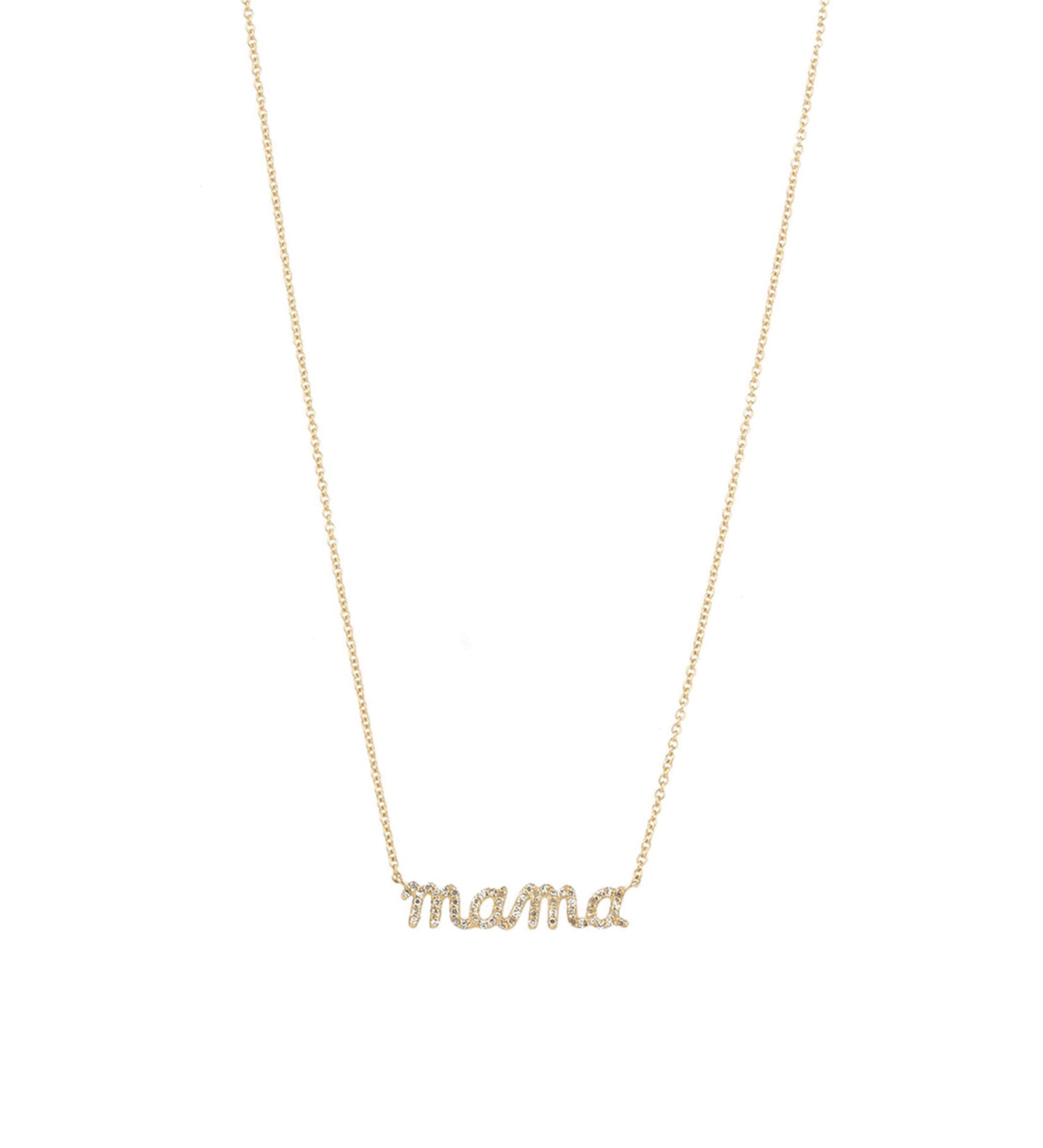 Goldhive-Pavé Mama Script Necklace-Necklaces-14k Yellow Gold, Diamond-Blue Ruby Jewellery-Vancouver Canada