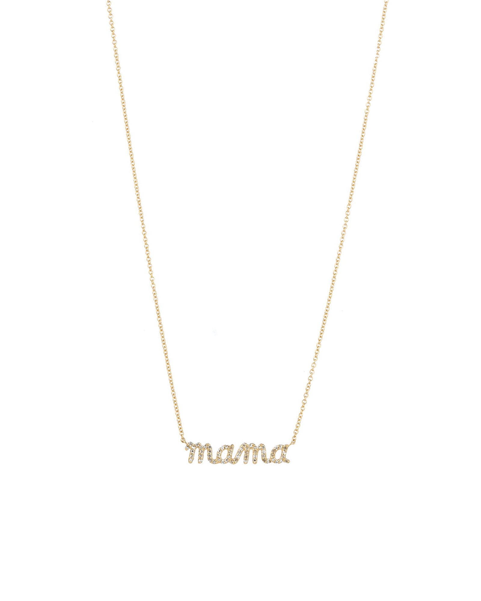 Goldhive-Pavé Mama Script Necklace-Necklaces-14k Yellow Gold, Diamond-Blue Ruby Jewellery-Vancouver Canada