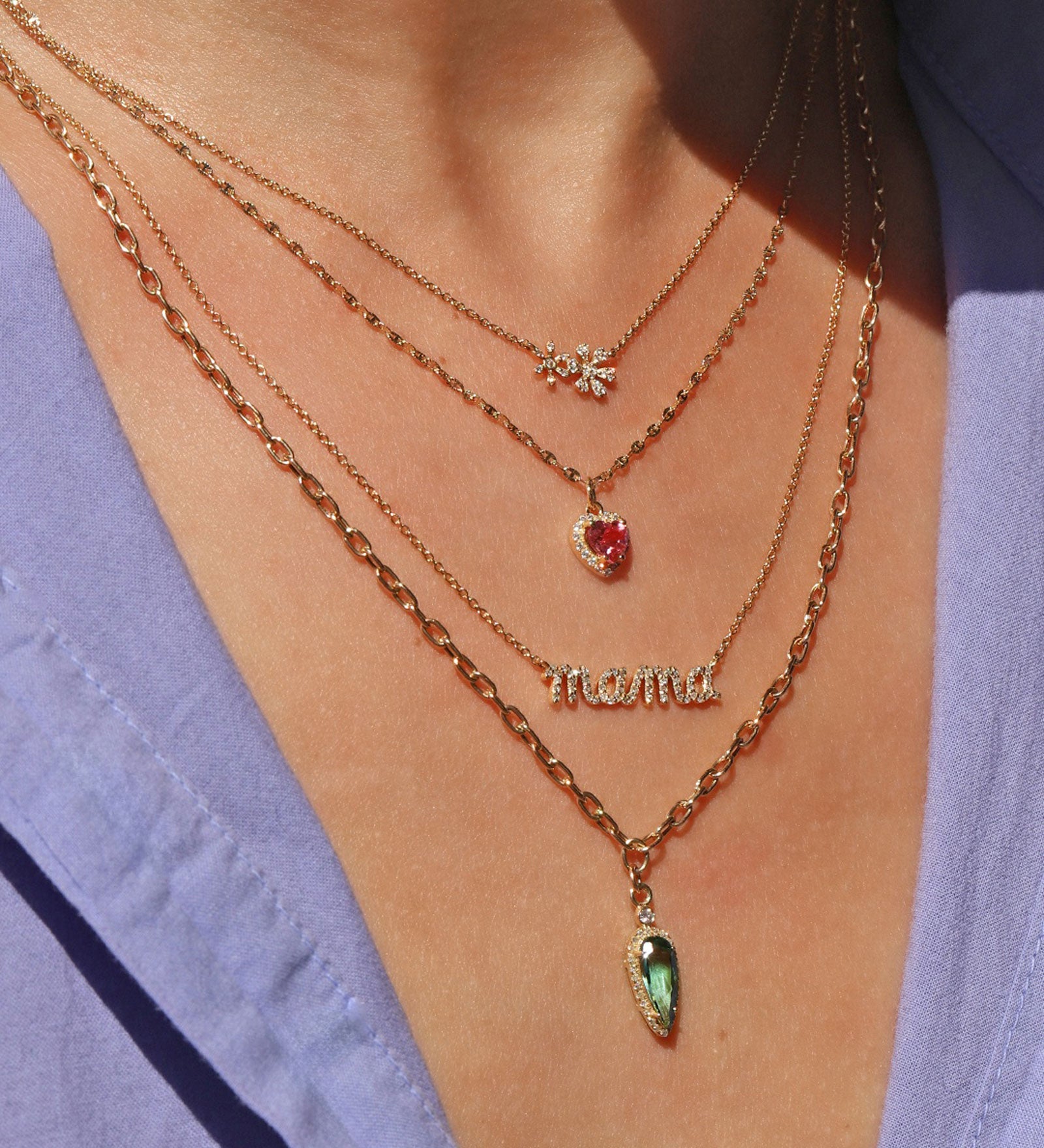 Goldhive-Pavé Mama Script Necklace-Necklaces-14k Yellow Gold, Diamond-Blue Ruby Jewellery-Vancouver Canada