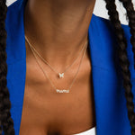 Pavé Mama Script Necklace 14k Yellow Gold, Diamonds