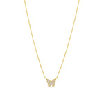 Pave Butterfly Necklace 14k Yellow Gold