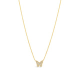 Pave Butterfly Necklace 14k Yellow Gold
