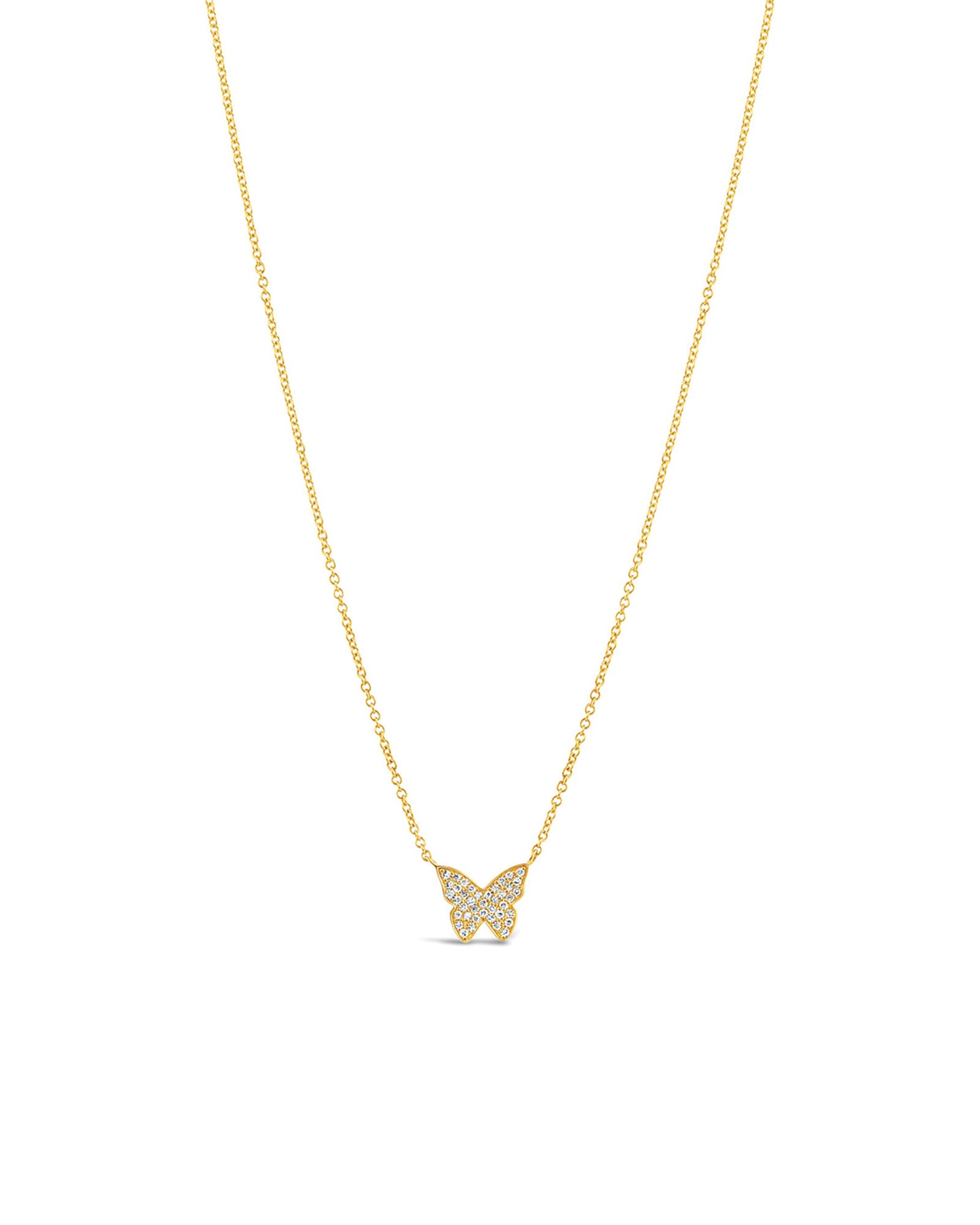 Pave Butterfly Necklace 14k Yellow Gold