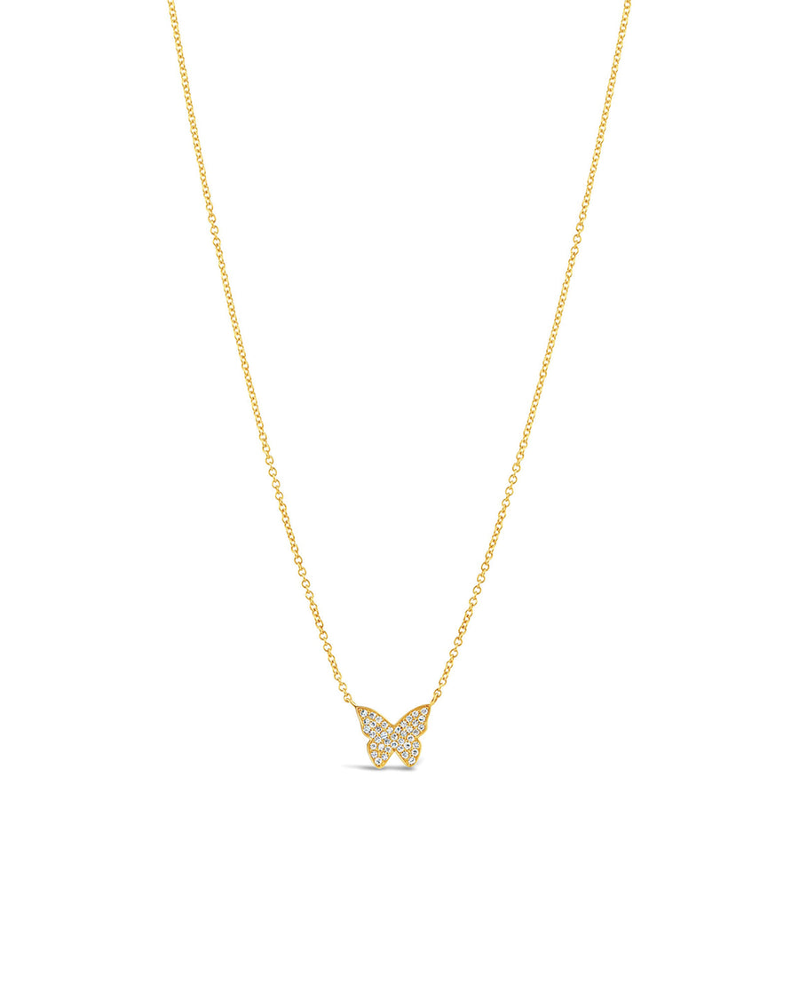 Pave Butterfly Necklace 14k Yellow Gold