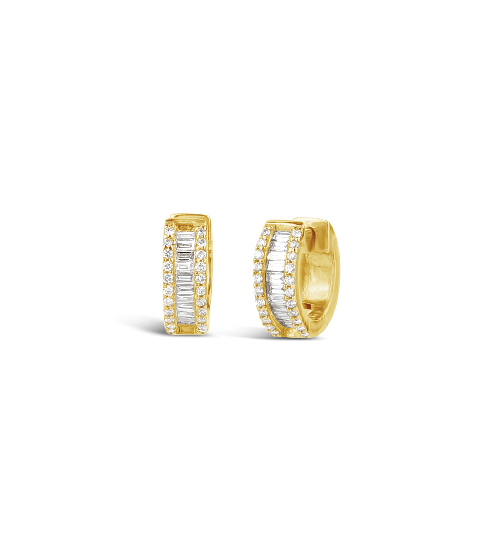 Baguette Huggies 14k Yellow Gold