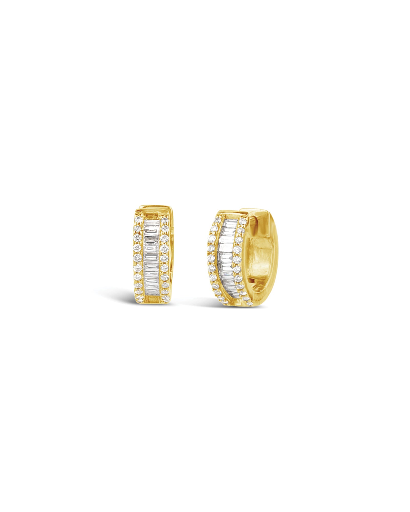 Baguette Huggies 14k Yellow Gold