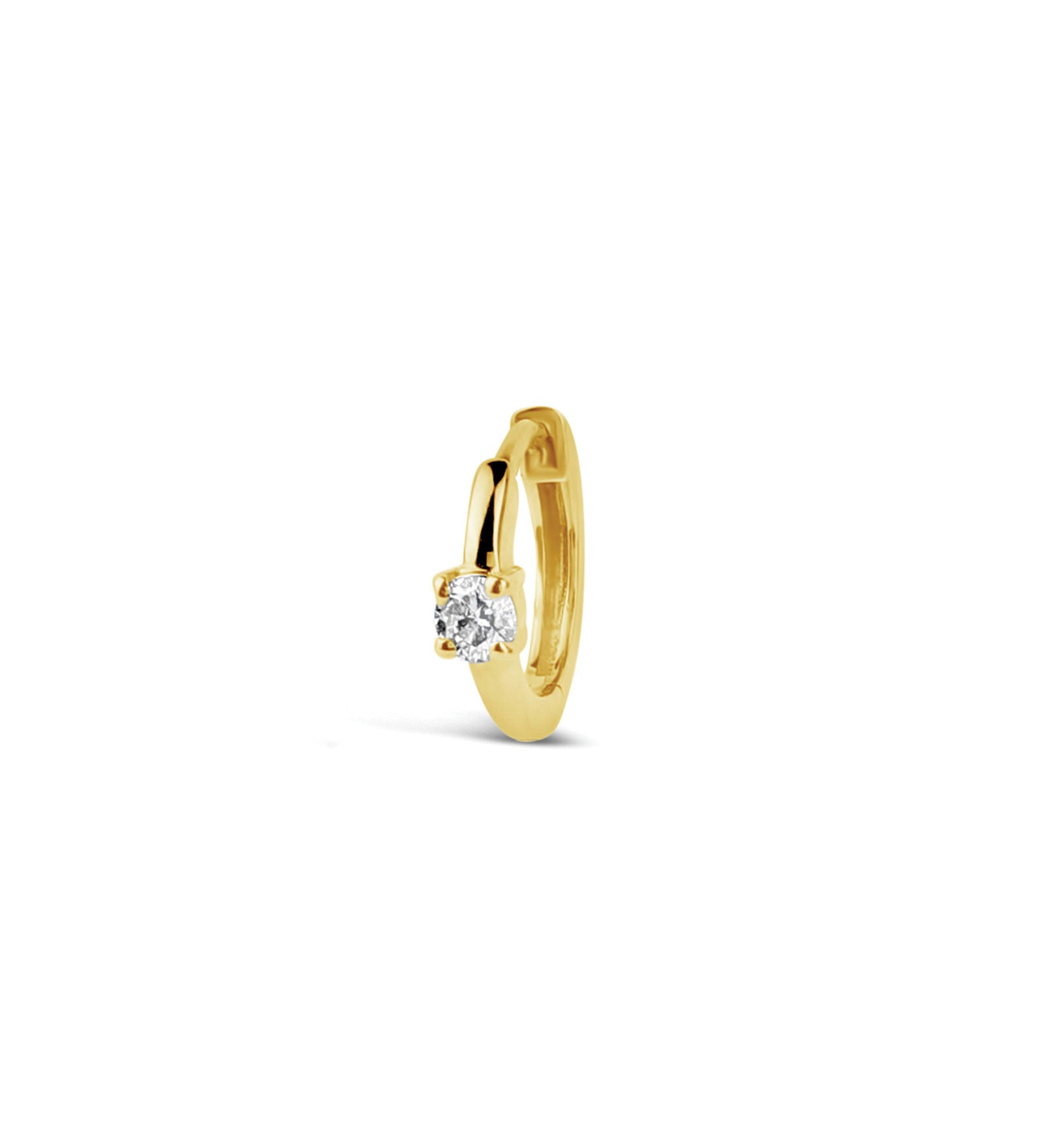 One Diamond Huggie | 9mm 14k Yellow Gold
