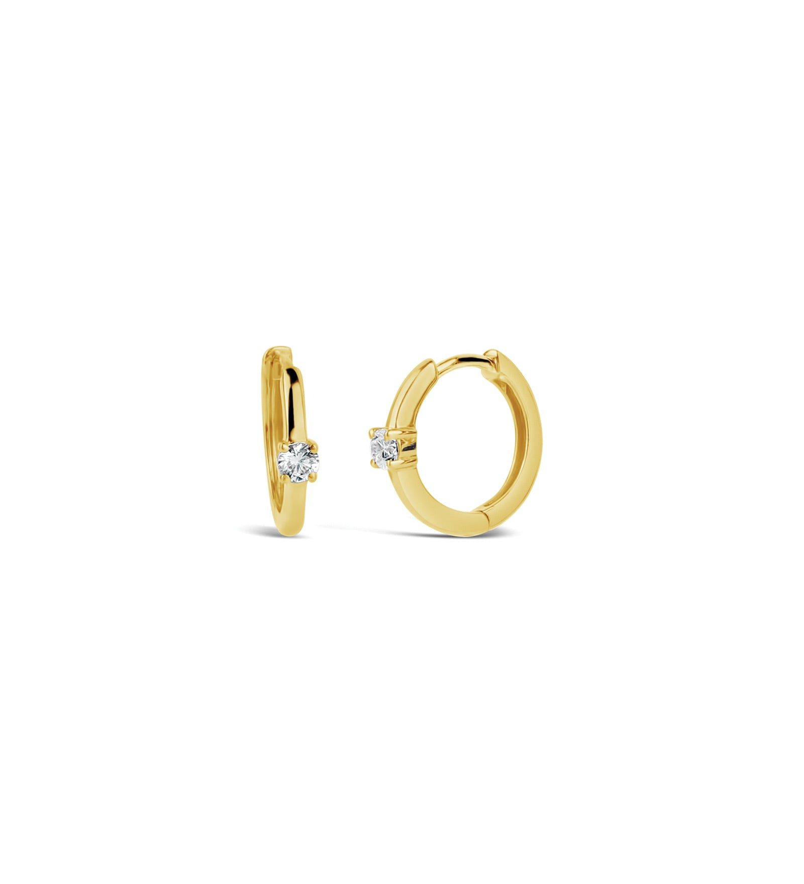 One Diamond Huggies | 10mm 14k Yellow Gold