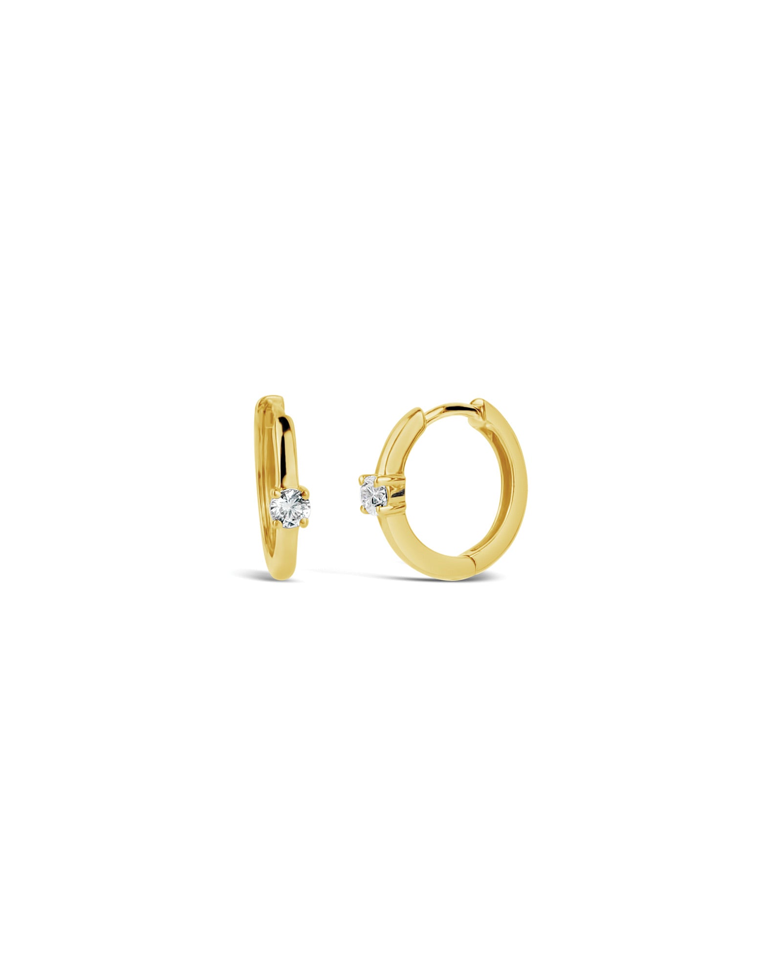 One Diamond Huggies | 10mm 14k Yellow Gold