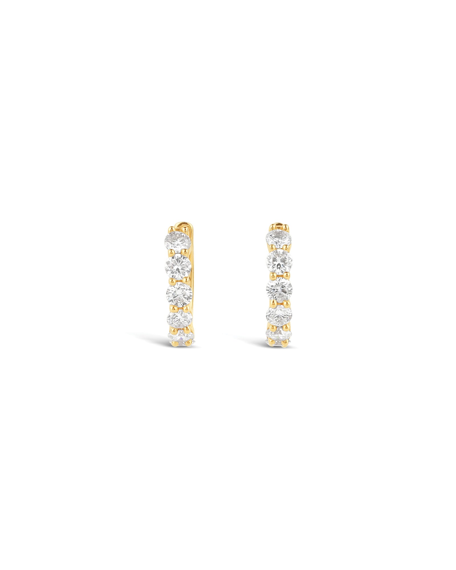 Prong Diamond Huggies 14k Yellow Gold