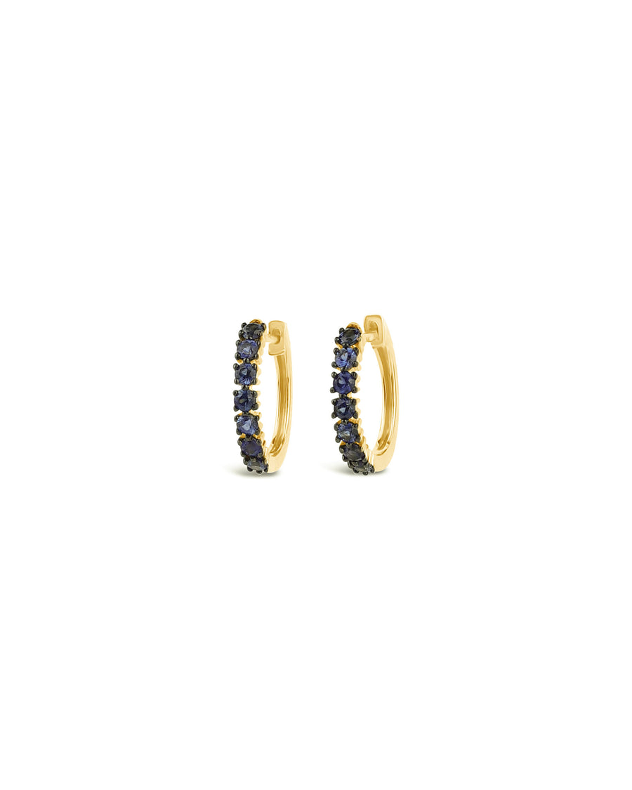 Goldhive-Stone Huggies-Earrings-14k Yellow Gold, Sapphire-Blue Ruby Jewellery-Vancouver Canada