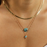 Goldhive-Turquoise + Diamond Mushroom Box Chain Necklace-Necklaces-Blue Ruby Jewellery-Vancouver Canada