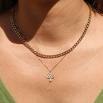 Goldhive-Stone Diamond Mushroom Box Chain Necklace-Necklaces-Blue Ruby Jewellery-Vancouver Canada
