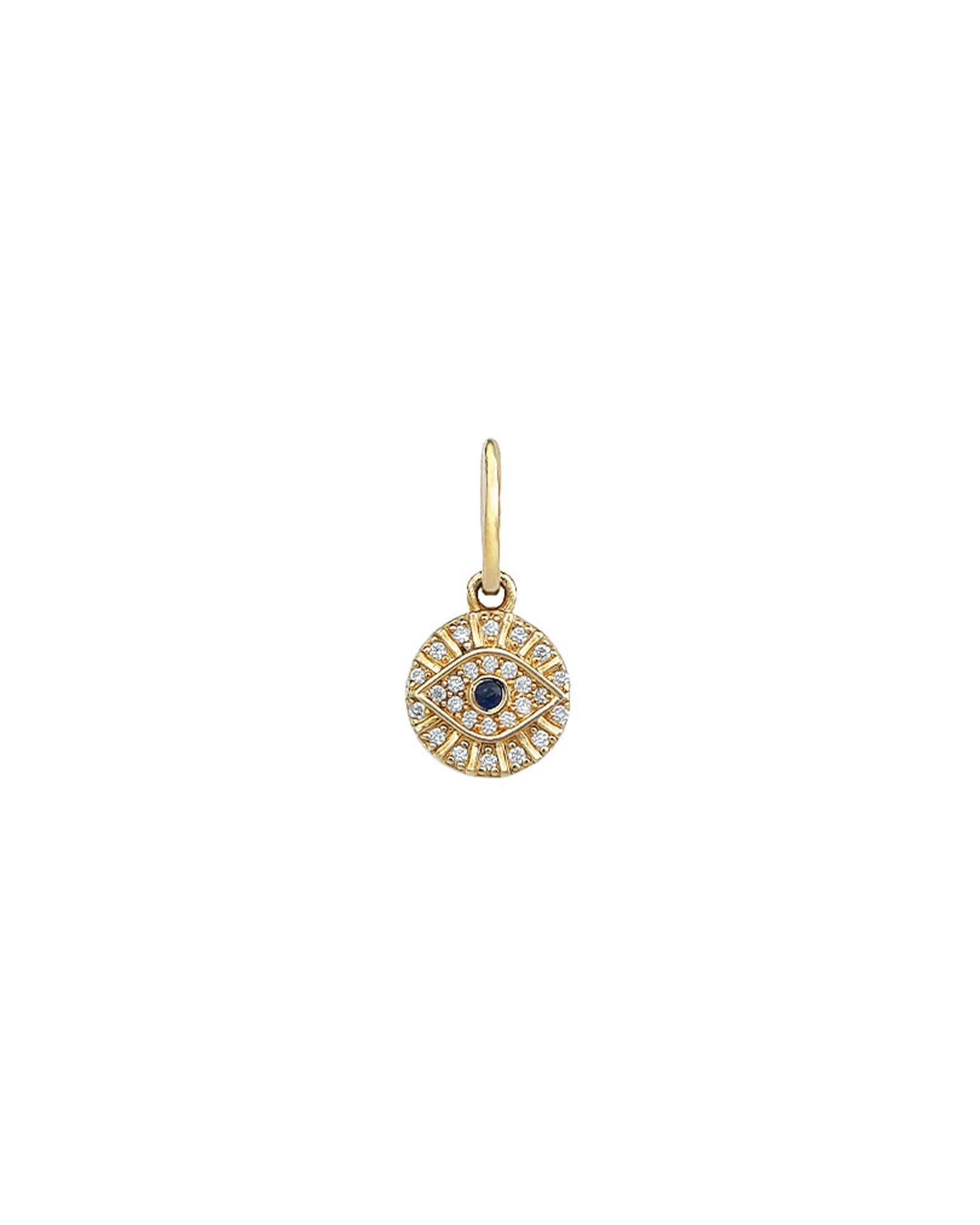 Goldhive-Evil Eye Diamond Disc Charm-Necklaces-14k Yellow Gold, Diamond, Sapphire-Blue Ruby Jewellery-Vancouver Canada