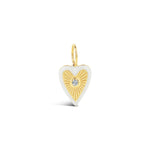 Goldhive-Enamel Heart Burst Charm-Necklaces-14k Yellow Gold, Diamond-Blue Ruby Jewellery-Vancouver Canada