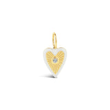 Goldhive-Enamel Heart Burst Charm-Necklaces-14k Yellow Gold, Diamond-Blue Ruby Jewellery-Vancouver Canada