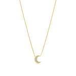 Pave Moon Necklace 14k Yellow Gold