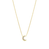 Pave Moon Necklace 14k Yellow Gold
