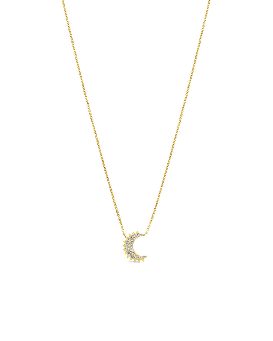 Pave Moon Necklace 14k Yellow Gold
