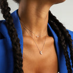 Pave Moon Necklace 14k Yellow Gold