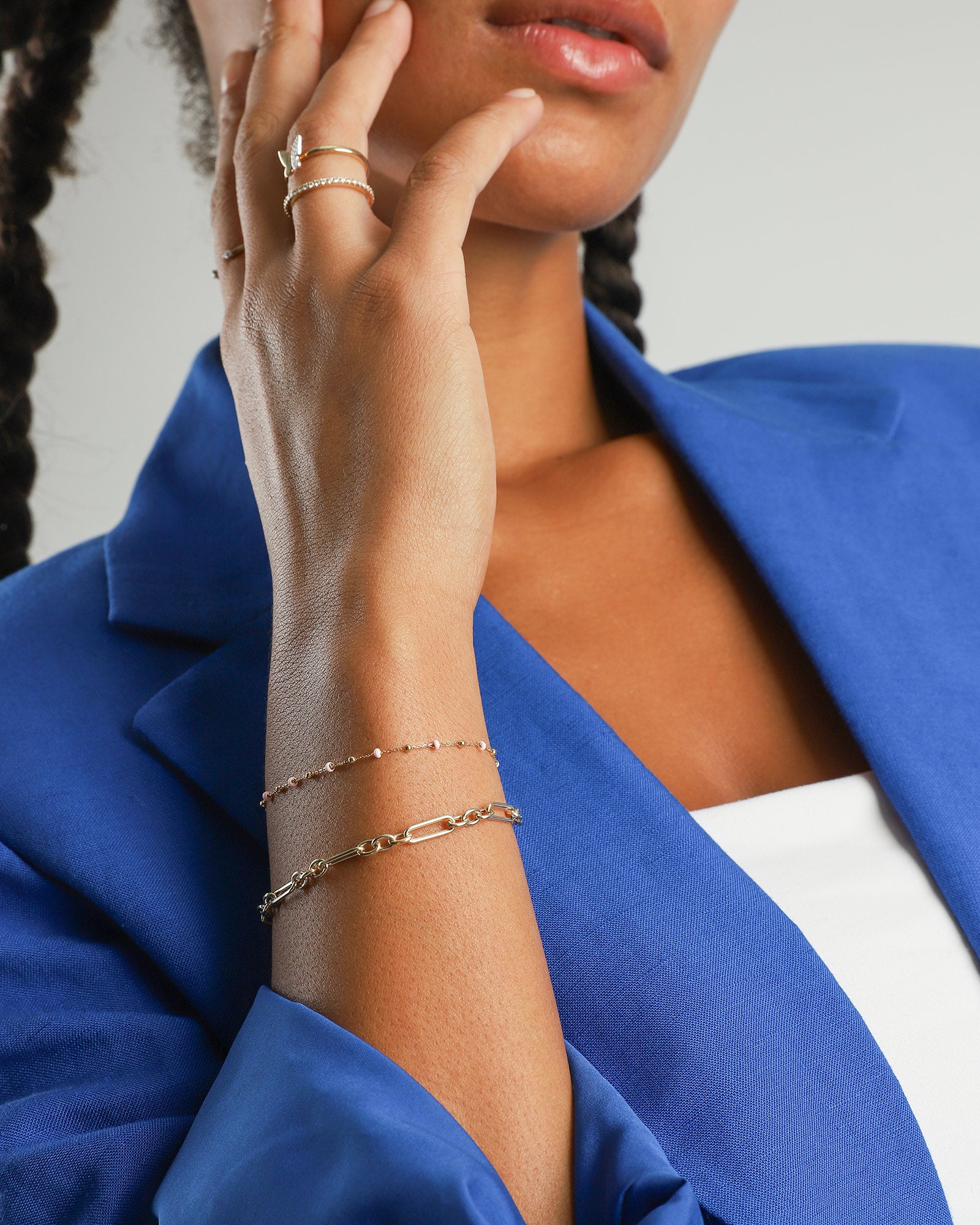 Paperclip Ring Chain Bracelet 14k Yellow Gold