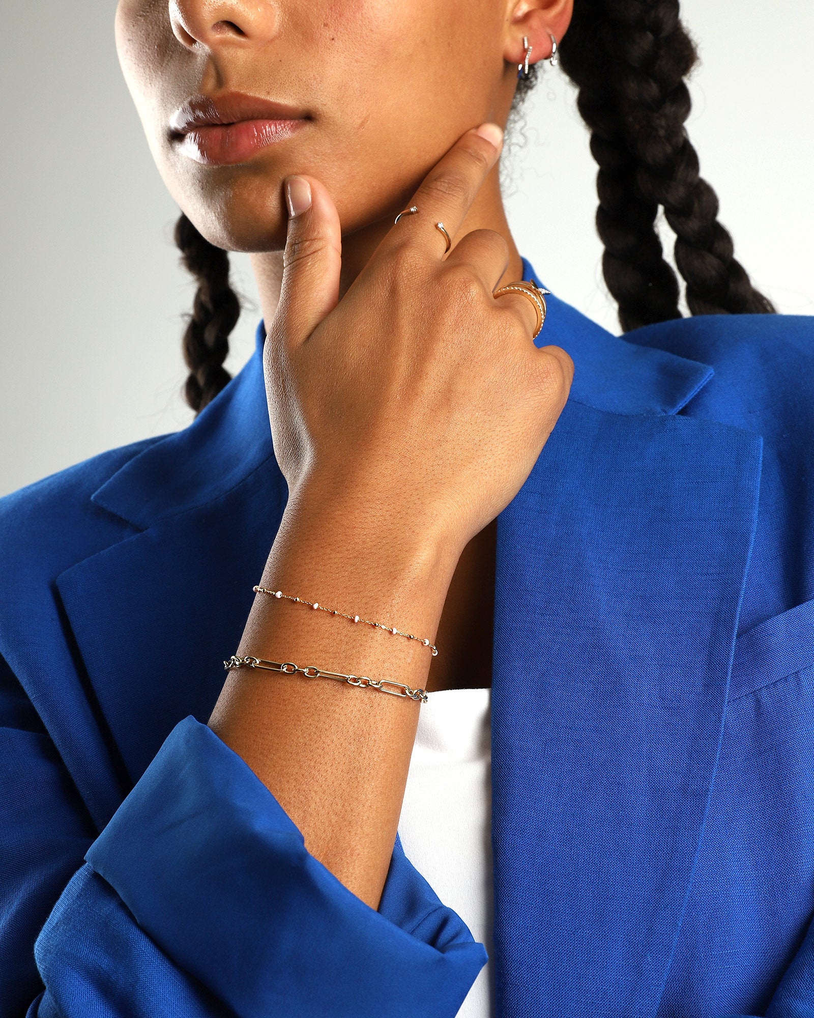Paperclip Ring Chain Bracelet 14k Yellow Gold