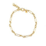 Paperclip Ring Chain Bracelet 14k Yellow Gold