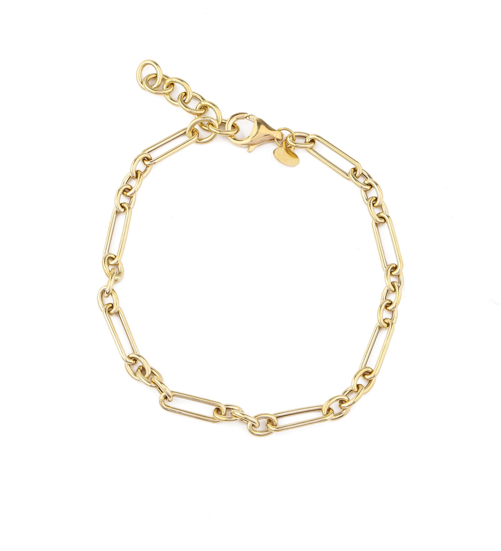 Paperclip Ring Chain Bracelet 14k Yellow Gold