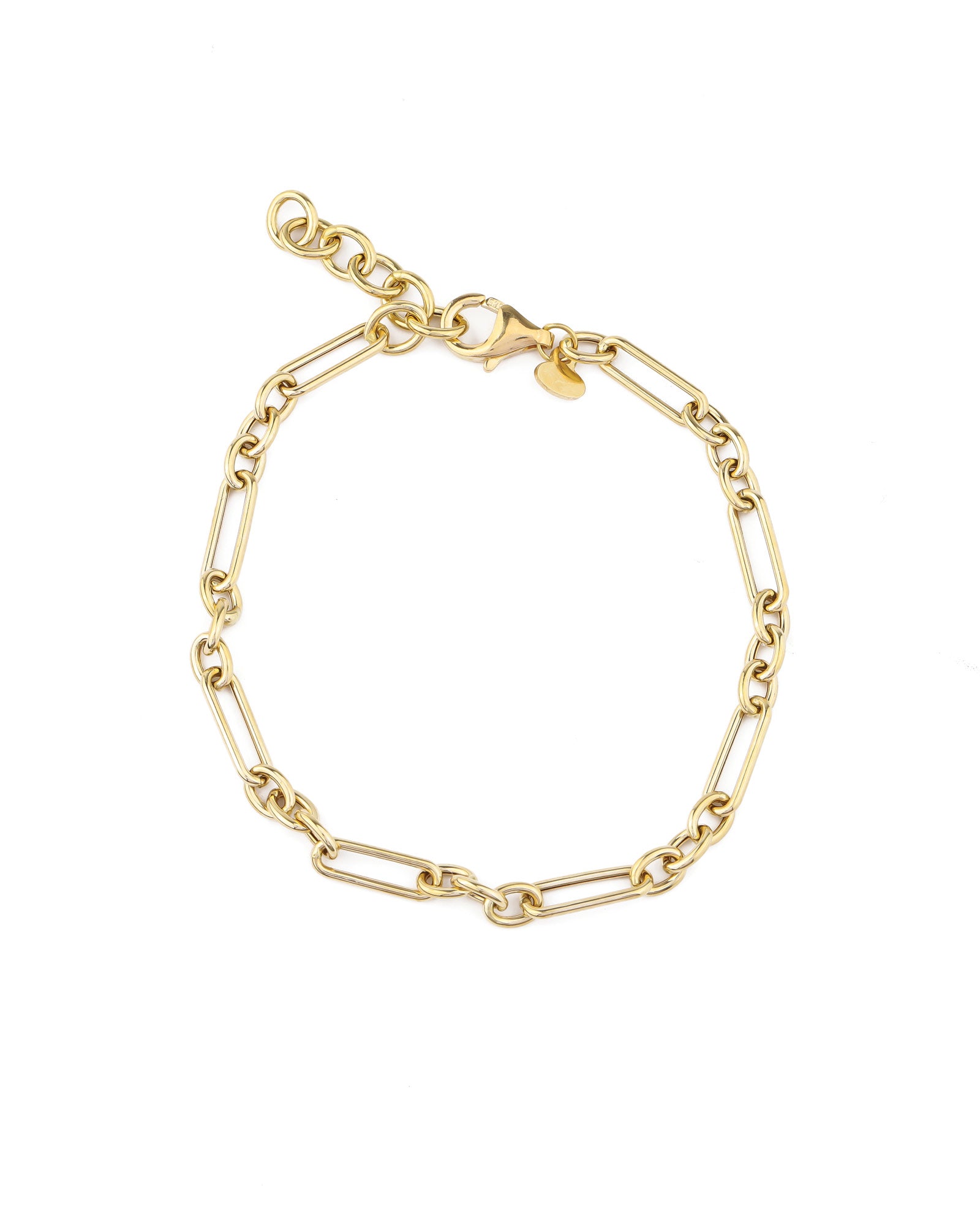 Paperclip Ring Chain Bracelet 14k Yellow Gold