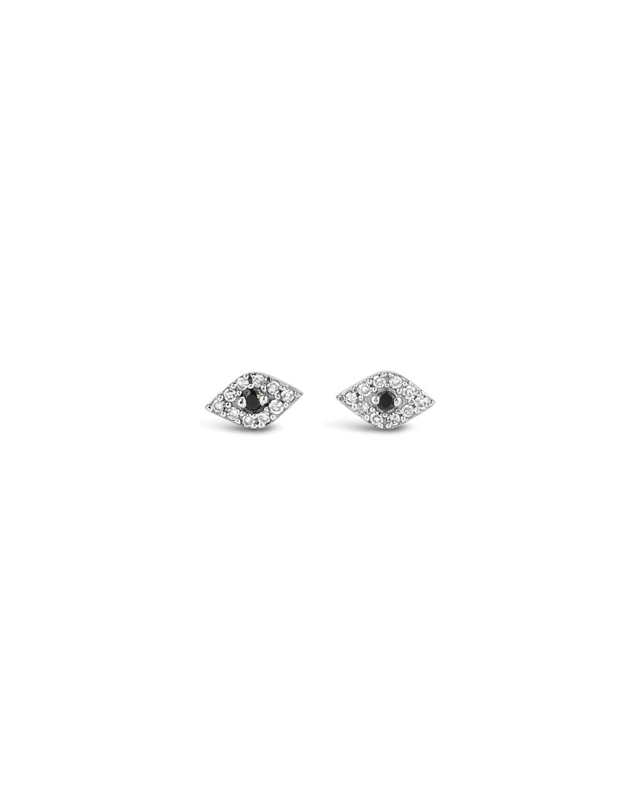 Pave Evil Eye Studs | 6mm White Diamond
