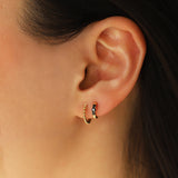 Goldhive-Multi Dot Huggies | 12mm-Earrings-Blue Ruby Jewellery-Vancouver Canada